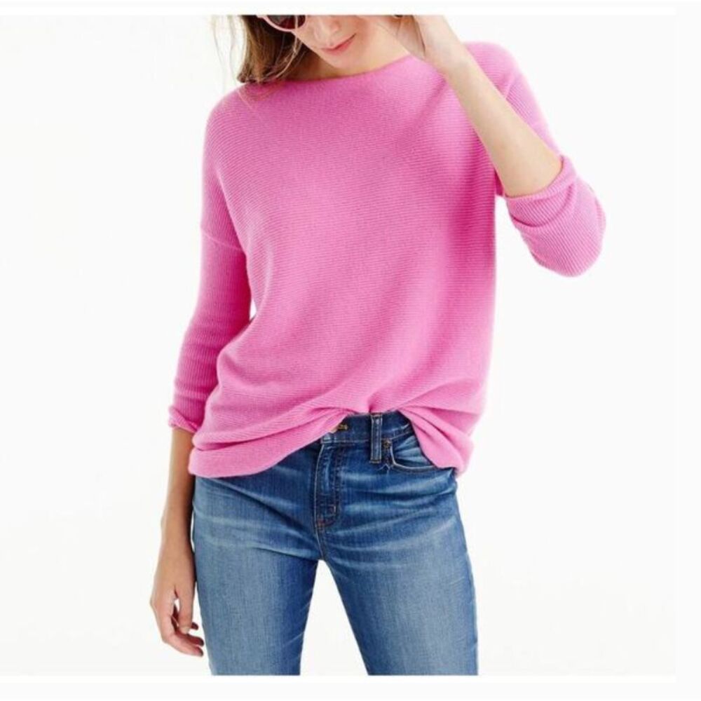J Crew 100% Cashmere Sweater M Pink Italian Cashmere Quiet Luxury Preppy Classic